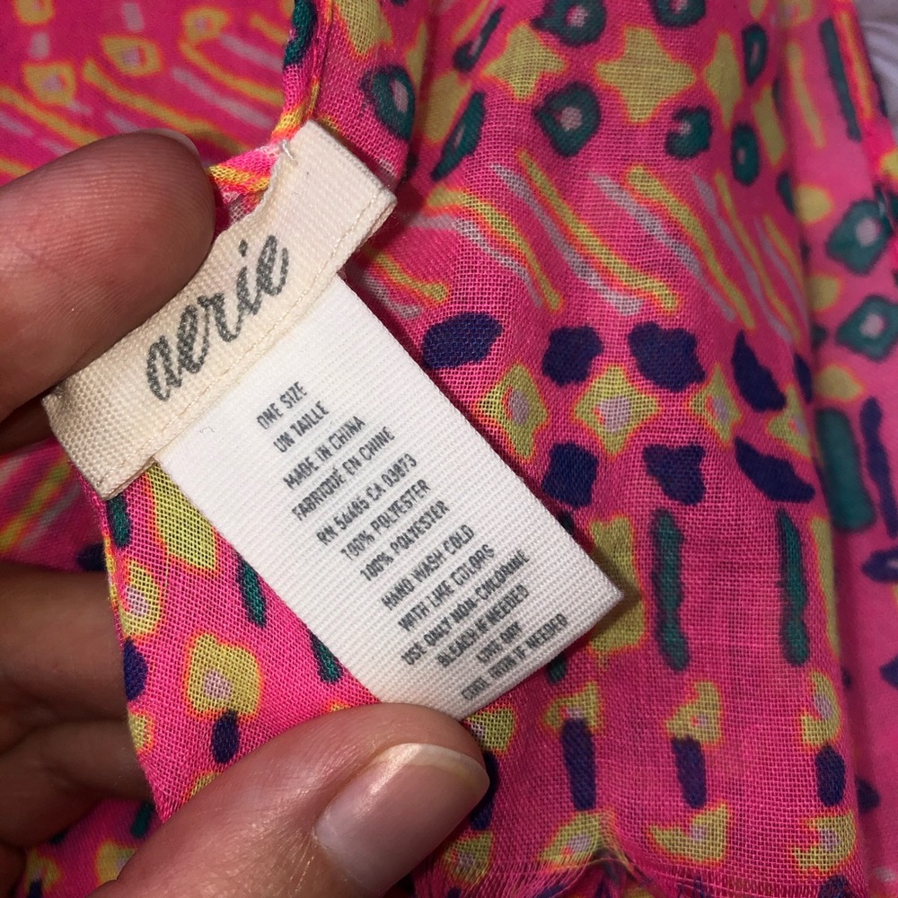 Aerie Pink Tribal Print Design Fringe Thin Scarf - Picture 2 of 4